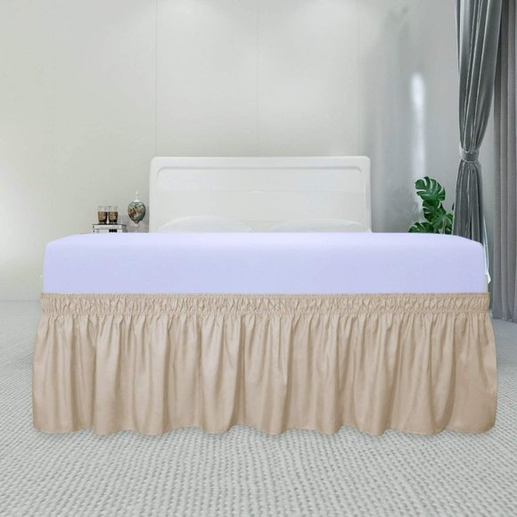 PureFit Other - PureFit Wrap Around Ruffled Bed Skirt Adjustable Elastic Fits King/Queen BEIGE